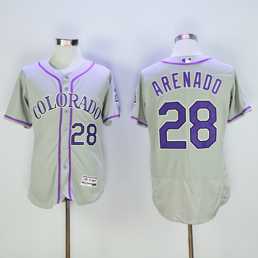 Men Colorado Rockies 28 Arenado Grey Elite MLB Jerseys